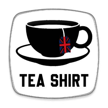 Tea Shirt – Calm Teacup Pun - Square fridge magnet - white - Front