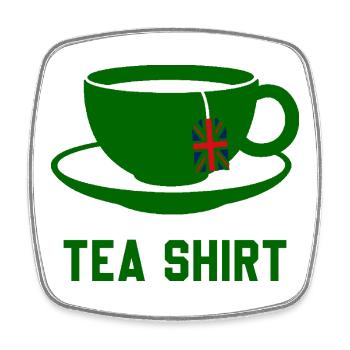 Tea Shirt – Calm Teacup Pun - Square fridge magnet - white - Front