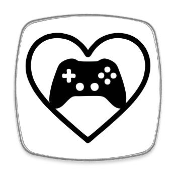 Gaming Heart – Manette de style gamer - Magnet carré - blanc - Devant