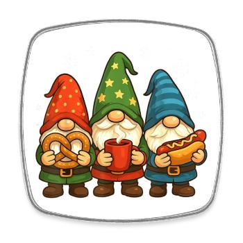Weihnachtsgnom Trio mit Leckereien - Viereckiger Kühlschrankmagnet - Weiß - Vorne