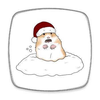 Weihnachtshamster im Schnee - Viereckiger Kühlschrankmagnet - Weiß - Vorne