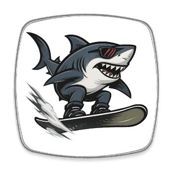 Surfer Shark With Sunglasses Cartoon Style - Square fridge magnet - white - Front