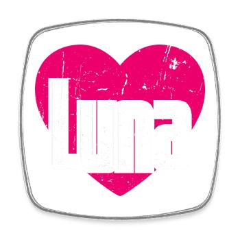 I Love Luna Pinkes Herz Ich liebe Luna - Viereckiger Kühlschrankmagnet - Weiß - Vorne