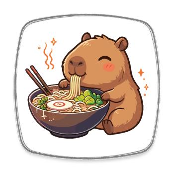 Capybara mit Nudeln Ramen kawaii Capybara - Viereckiger Kühlschrankmagnet - Weiß - Vorne