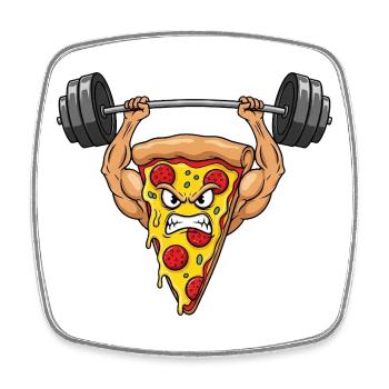 Pizza Salami Fitness Hantel Gewichte Training Stär - Viereckiger Kühlschrankmagnet - Weiß - Vorne