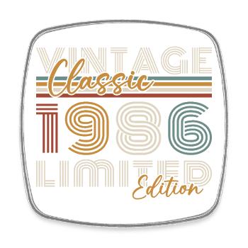 1986 Vintage Retro Geburtstagsgeschenk - Viereckiger Kühlschrankmagnet - Weiß - Vorne