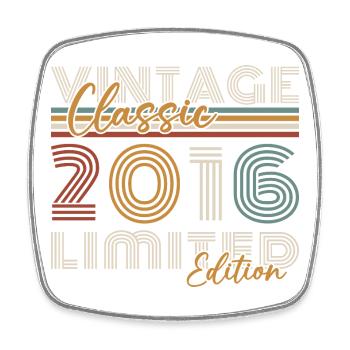 2016 Vintage Rétro Cadeau d’anniversaire - Magnet carré - blanc - Devant