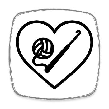 Crochet Heart – Handmade Passion - Square fridge magnet - white - Front