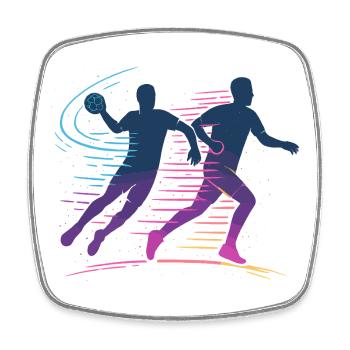 Handball Neon Spieler, schneller Angriff, Team - Viereckiger Kühlschrankmagnet - Weiß - Vorne