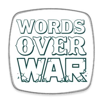 WORDS OVER WAR #1 - let's talk - Magnet carré - blanc - Devant