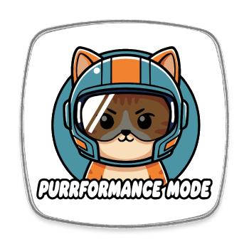 Purrformance Mode Katzenpilot - Viereckiger Kühlschrankmagnet - Weiß - Vorne
