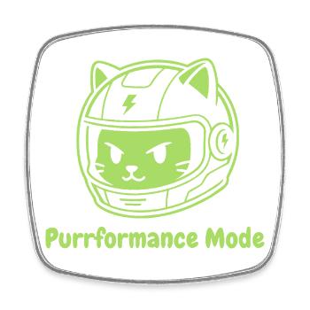 Purrformance Mode: Cat in Helmet - Viereckiger Kühlschrankmagnet - Weiß - Vorne