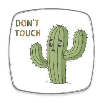 Sad Cactus Warning Don't Touch - Square fridge magnet - white - Front