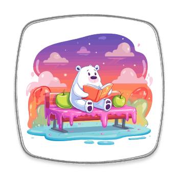 Lire l’ours polaire dans un rêve en couleur - Magnet carré - blanc - Devant