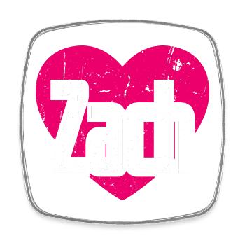 I Love Zach Pink Heart I Love Zach - Square fridge magnet - white - Front