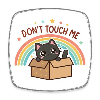 Shy Cat in Rainbow Box - Square fridge magnet - white - Front