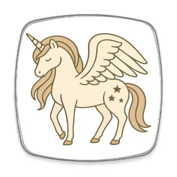 Niedliches geflügeltes Einhorn mit Sternen und Pastellmähne - Viereckiger Kühlschrankmagnet - Weiß - Vorne