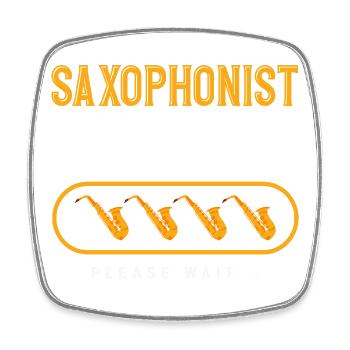 Saxophonist Skills Loading Funny Saxophone - Square fridge magnet - white - Front