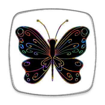 papillon - Magnet carré - blanc - Devant