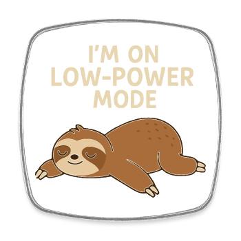 Sleep Sloth: Low Power Mode - Square fridge magnet - white - Front