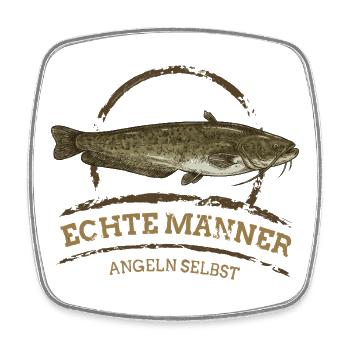 Echte Männer fangen Wels - Viereckiger Kühlschrankmagnet - Weiß - Vorne