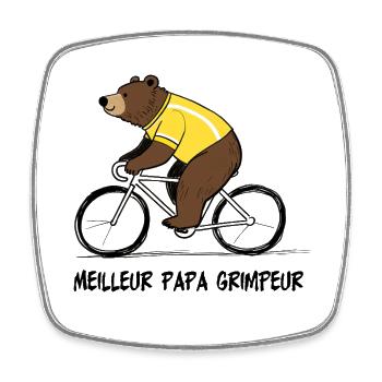 Gelber Radbär, bester Papa - Viereckiger Kühlschrankmagnet - Weiß - Vorne