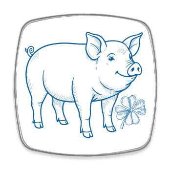 Schwein mit Kleeblatt Glück Silvester - Viereckiger Kühlschrankmagnet - Weiß - Vorne