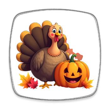 Thanksgiving Lustiger Thanksgiving Truthahn - Viereckiger Kühlschrankmagnet - Weiß - Vorne