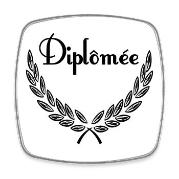 Diplômée – Couronne de Laurier - Square fridge magnet - white - Front