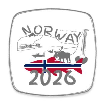 Norway 2026 Salmon with Mountains and Moose Fishing - Square fridge magnet - white - Front