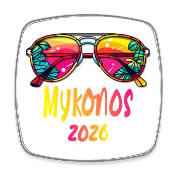 Mykonos Sunglasses 2026 - Square fridge magnet - white - Front