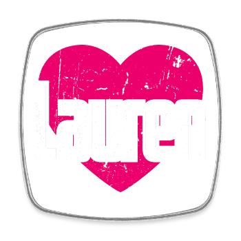 I Love Lauren Pink Heart I Love Lauren - Square fridge magnet - white - Front