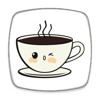 Tasse à café sourire - Magnet carré - blanc - Devant