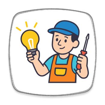 Craftsman with light bulb and screwdriver - Square fridge magnet - white - Front