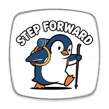 Forward Step Penguin - Square fridge magnet - white - Front