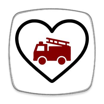 Heart Firefighter Truck - Viereckiger Kühlschrankmagnet - Weiß - Vorne