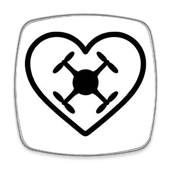 Heart Drone Quadcopter - Square fridge magnet - white - Front