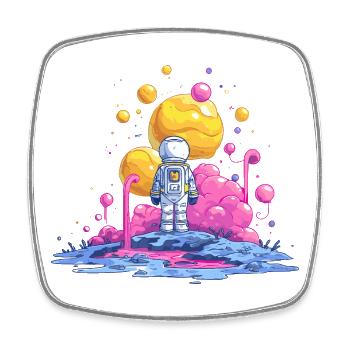 Astronaut auf Farbplanet - Viereckiger Kühlschrankmagnet - Weiß - Vorne