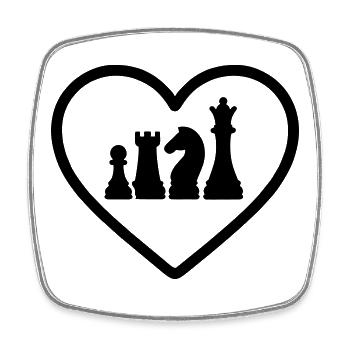 Pions d’échecs cœur - Magnet carré - blanc - Devant