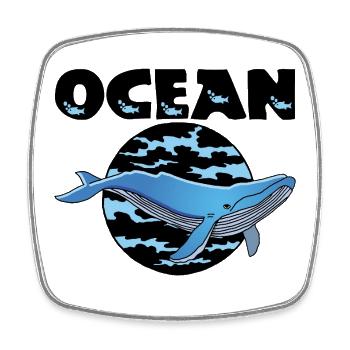 Whale and ocean - Square fridge magnet - white - Front