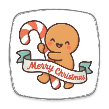 Gingige Weihnachten mit Stock und Band - Viereckiger Kühlschrankmagnet - Weiß - Vorne