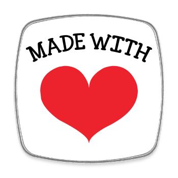 Made with Love - Baby - Baby Shower Gift - Square fridge magnet - white - Front