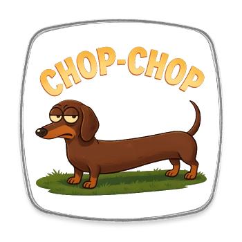 Dessin animé Dachshund Chop-Chop - Magnet carré - blanc - Devant