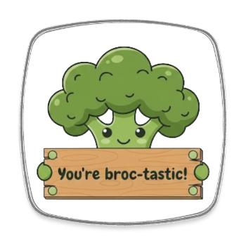Broc-tastic Kawaii Broccoli Tee - Square fridge magnet - white - Front
