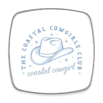 Coastal cowgirls club west coast blue aesthetic - Square fridge magnet - white - Front