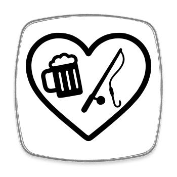 Heart Peach Beer - Square fridge magnet - white - Front
