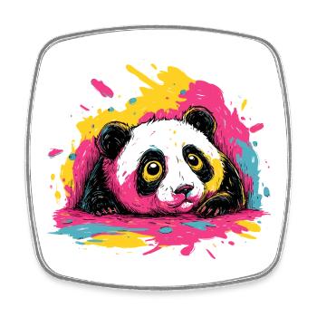 Panda Farbsplash - Viereckiger Kühlschrankmagnet - Weiß - Vorne