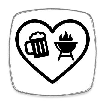Heart Beer Barbecue - Square fridge magnet - white - Front