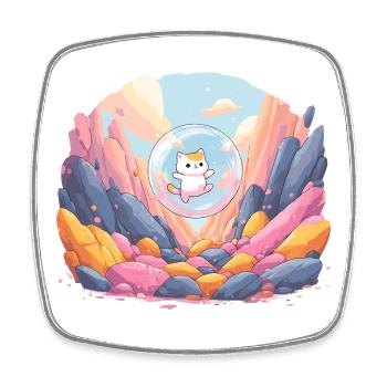 Boule de chat dans le canyon coloré - Magnet carré - blanc - Devant