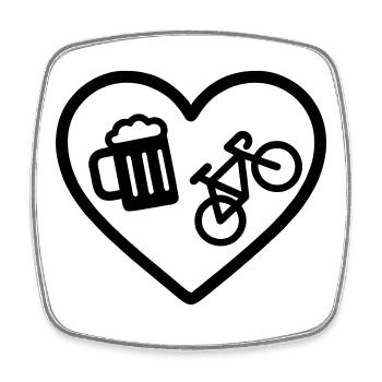 Heart Bike Beer - Square fridge magnet - white - Front